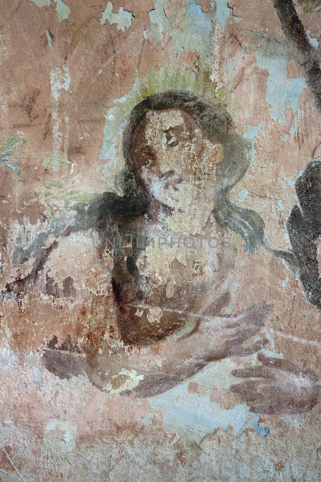 Old mural painting in the ruins of the church by Mibuch