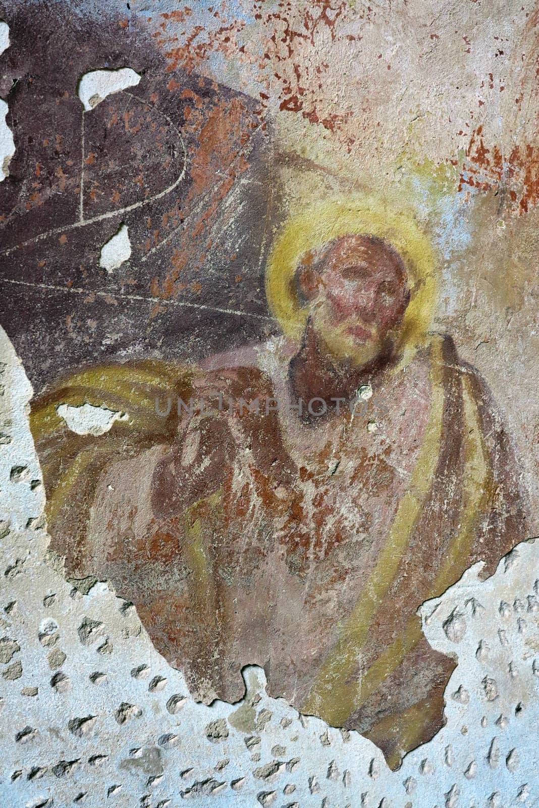 Old mural painting in the ruins of the church by Mibuch