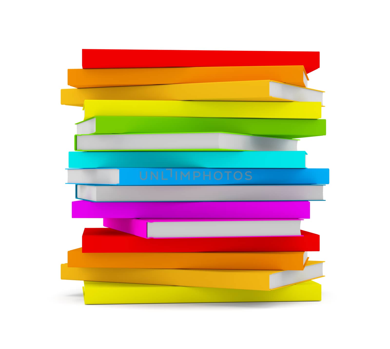 Pile of Books isolated on white background. 3D illustration