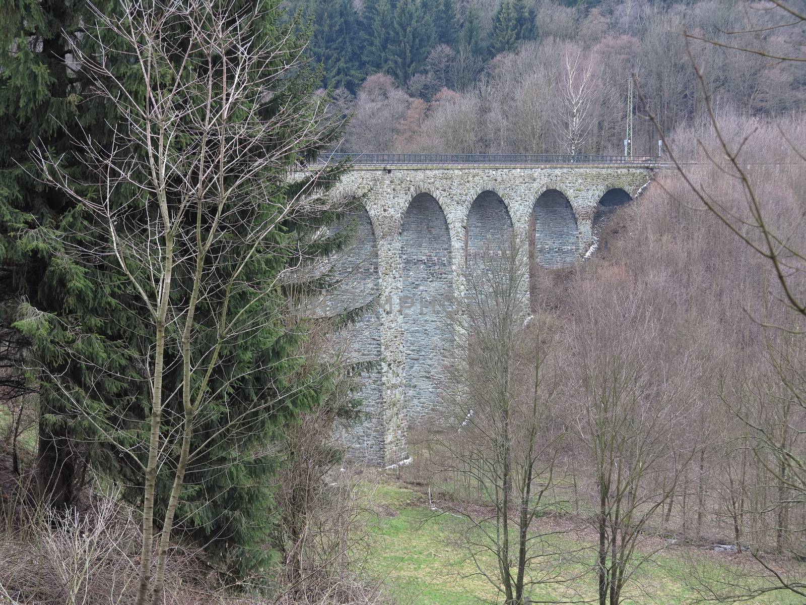 Old stone elevating track from 1900 - technical monument, Bohemia