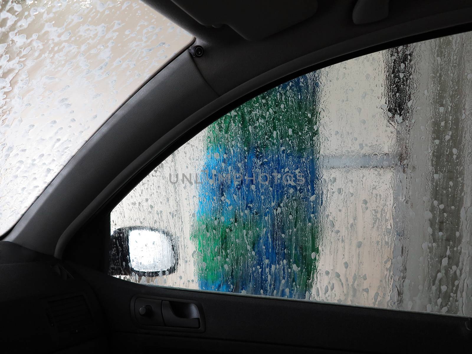 Shot from car in the car wash