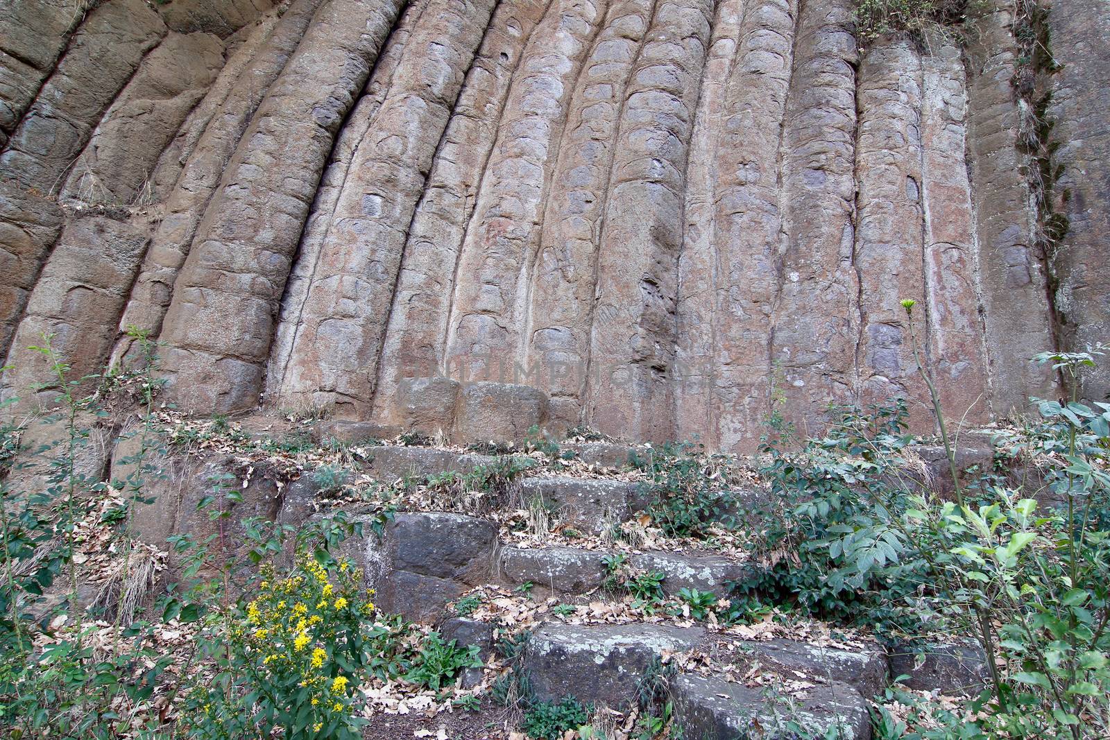 Interesting geological formation - Konojedy Rock Loaves - massif of the remains of several lava flows - example of basalt columnar jointing, Konojedy, Czech republic