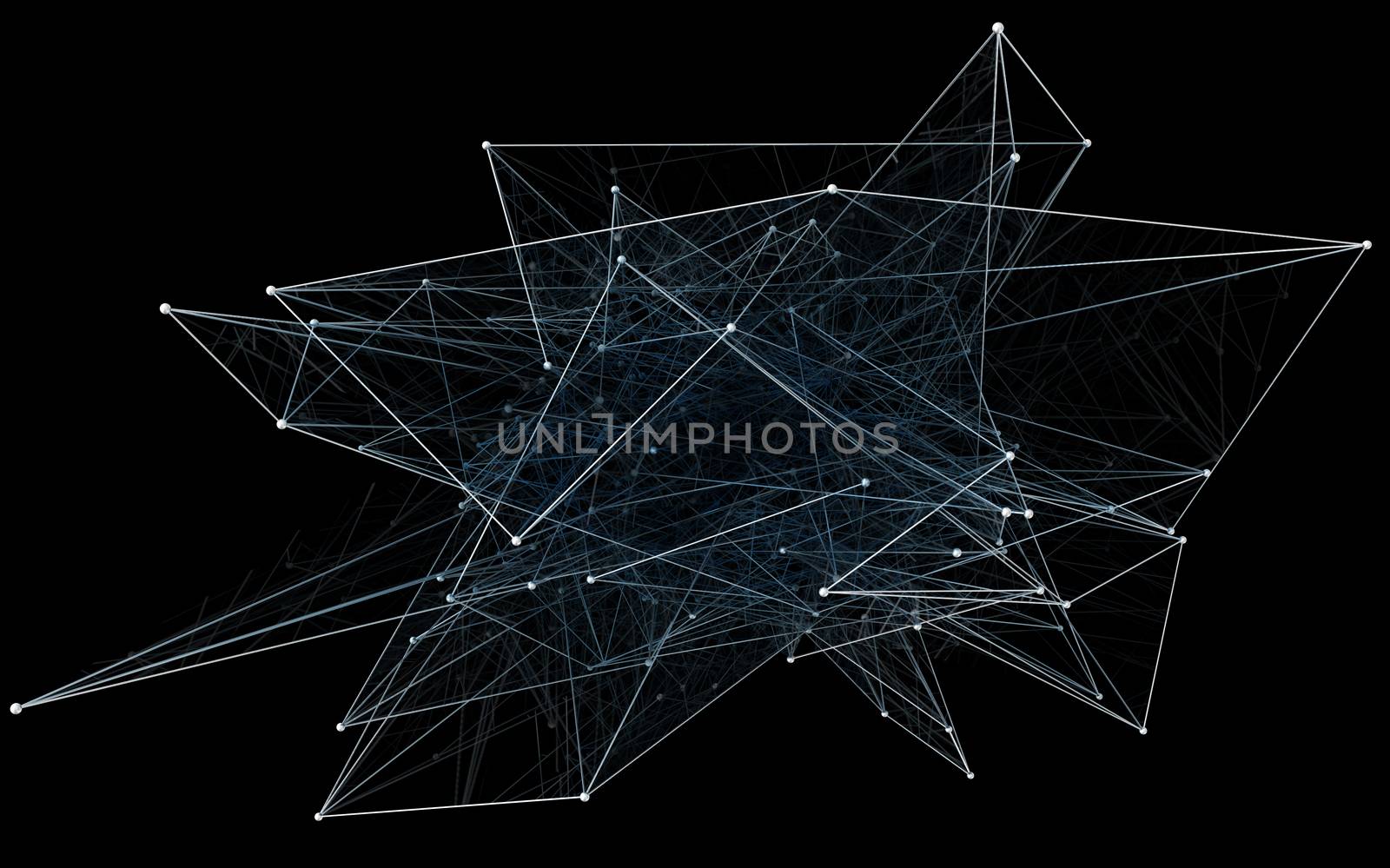 Abstract network connection on black background. 3D illustration