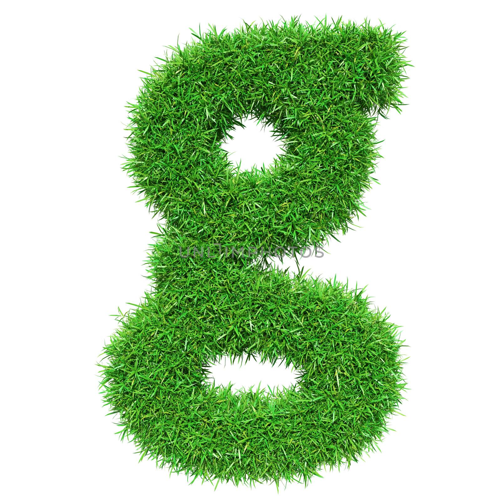 Green Grass Letter G. Isolated On White Background. Font For Your Design. 3D Illustration