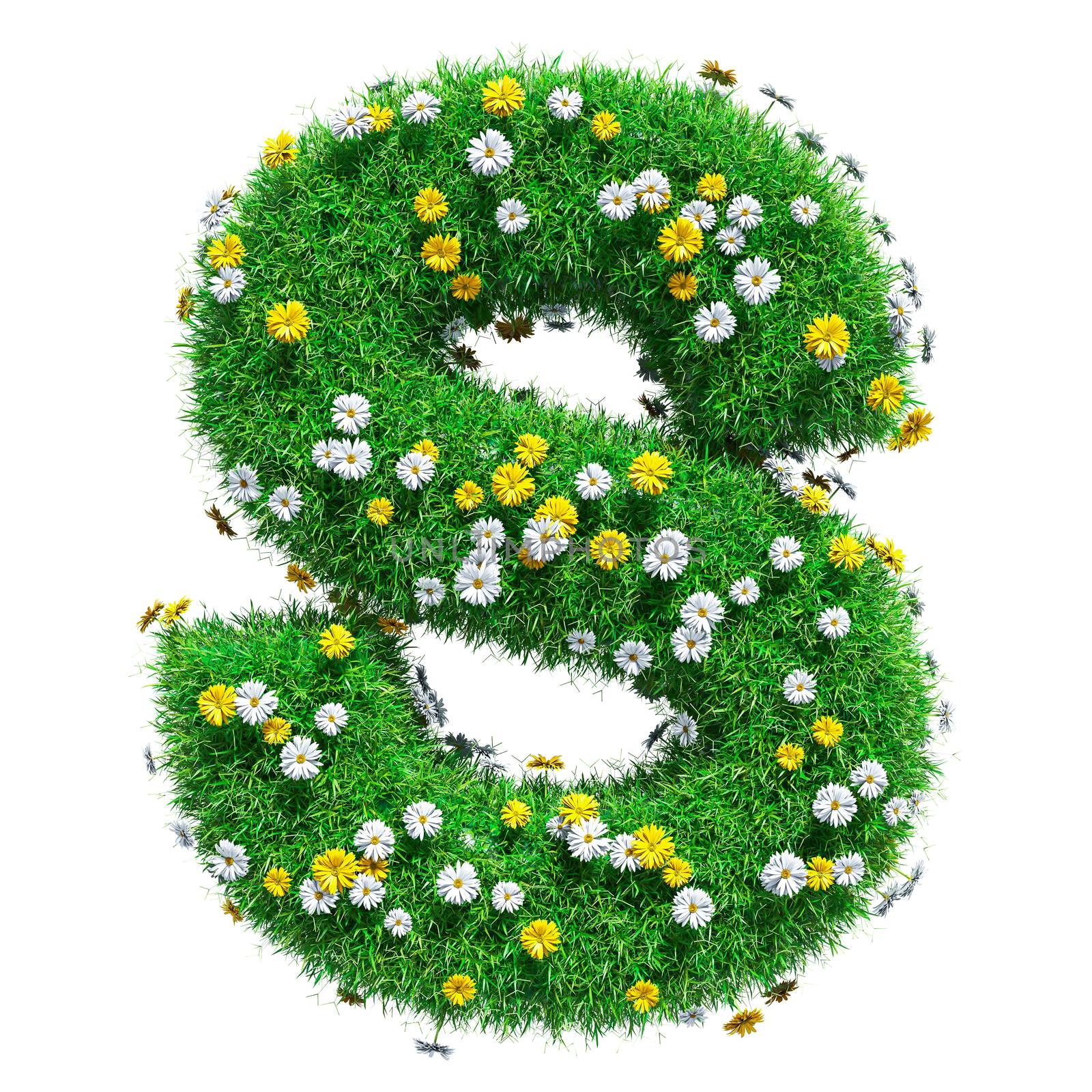 Letter S Of Green Grass And Flowers by cherezoff