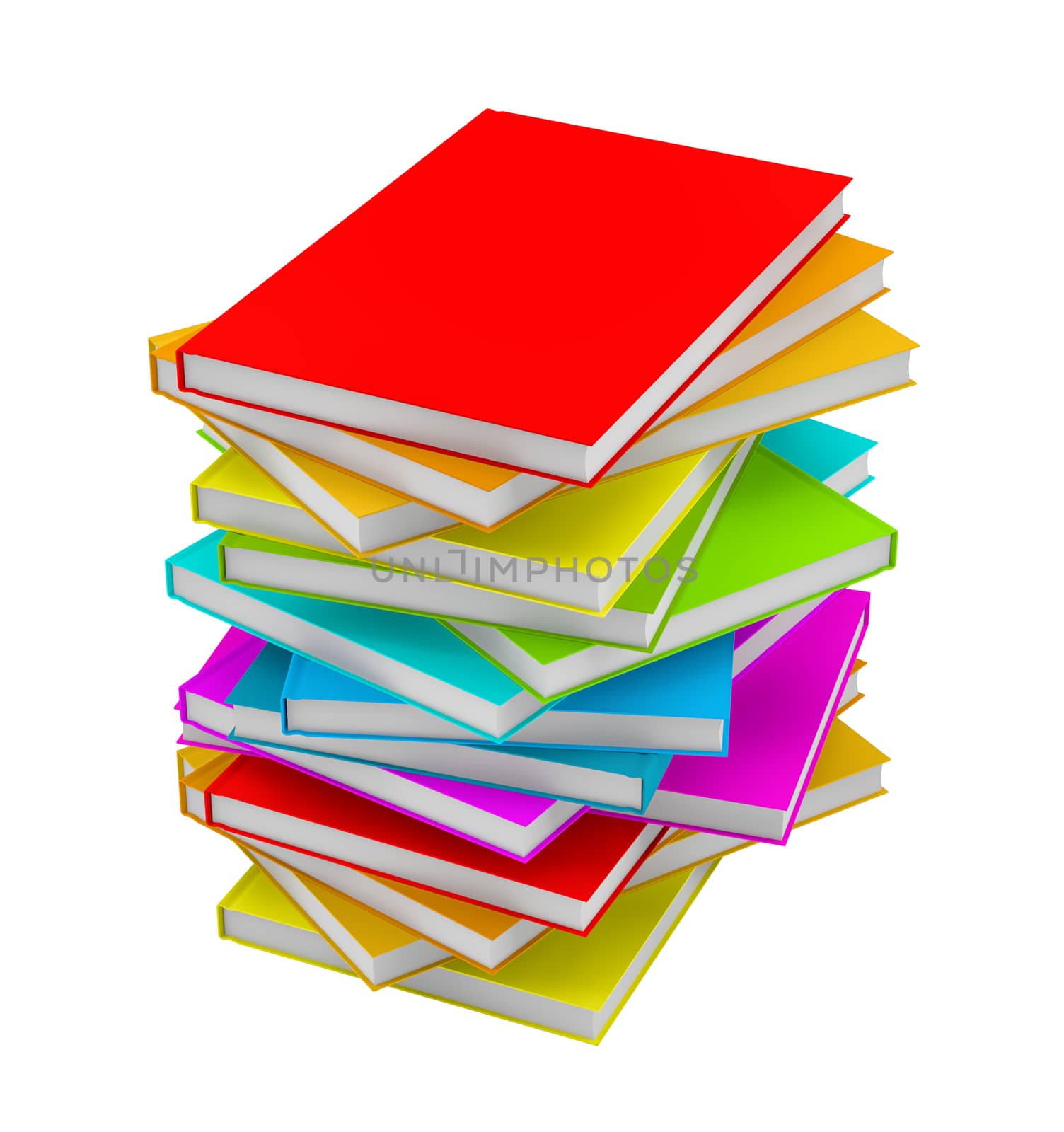 Pile of Books isolated on white background. 3D illustration