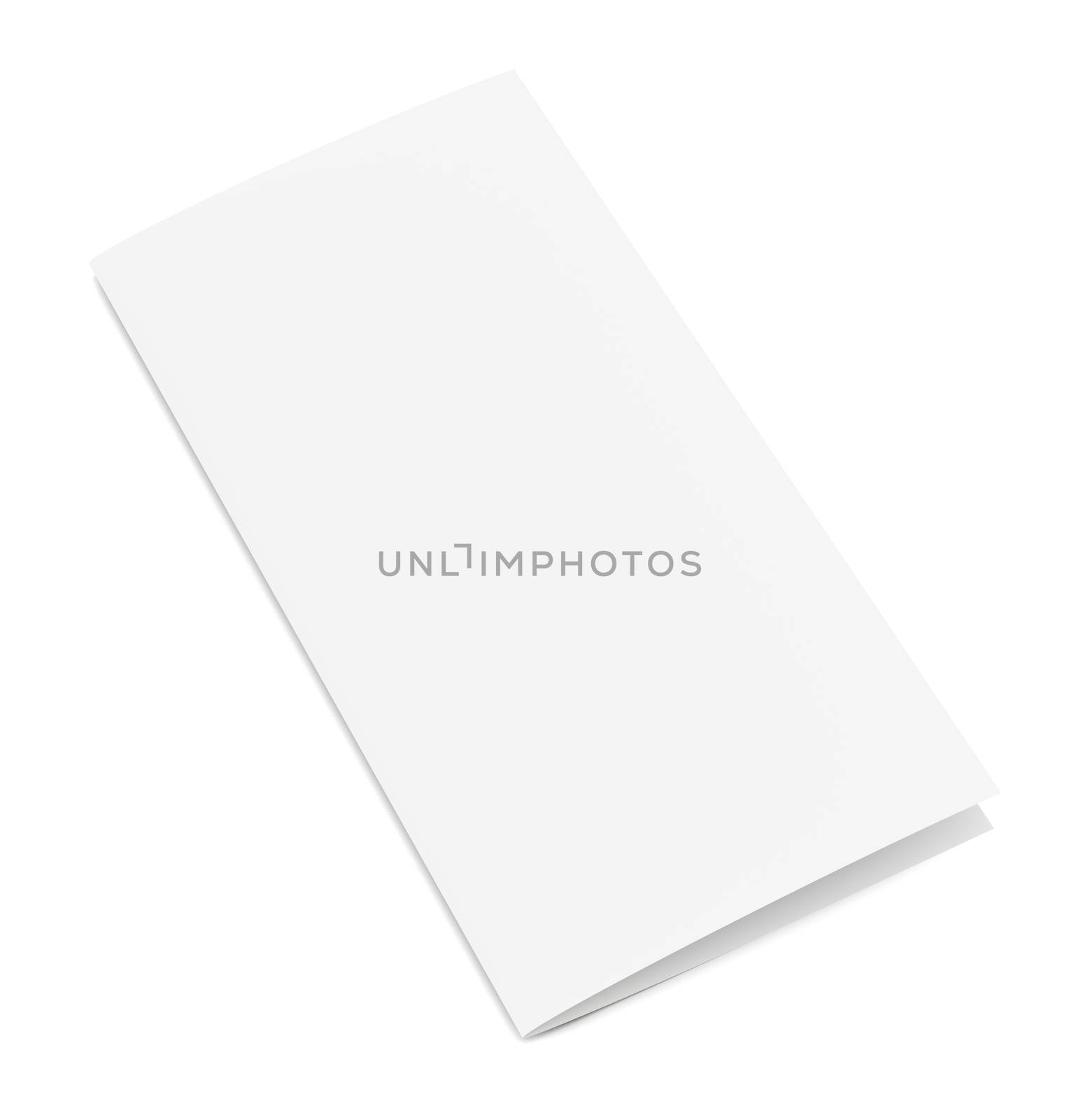 Blank Paper Brochure With Shadows. Isolated On White Background. Mock Up Template. 3D Illustration