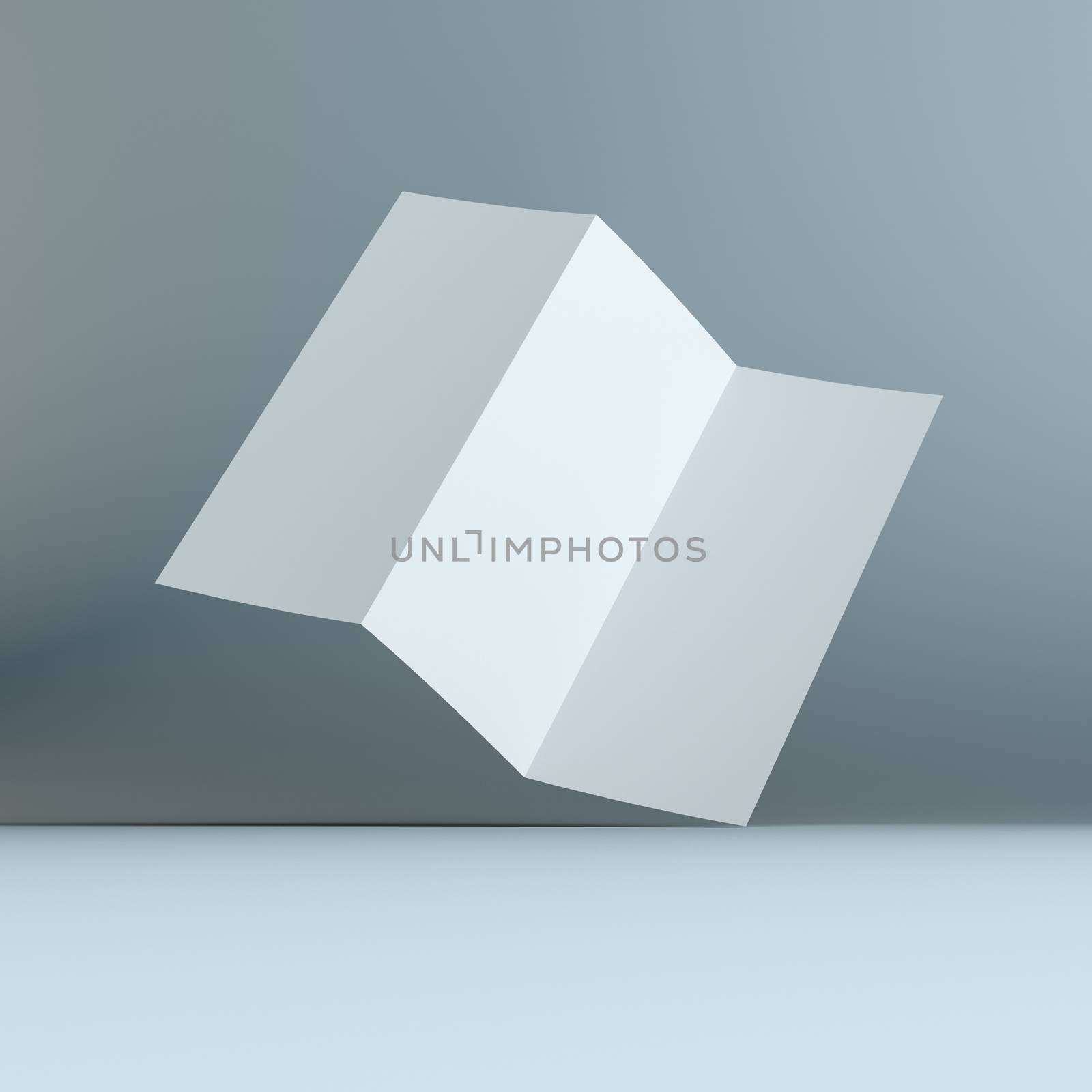 Simple Blank Tri-fold Brochure Corporate Identity. 3D Illustration Template