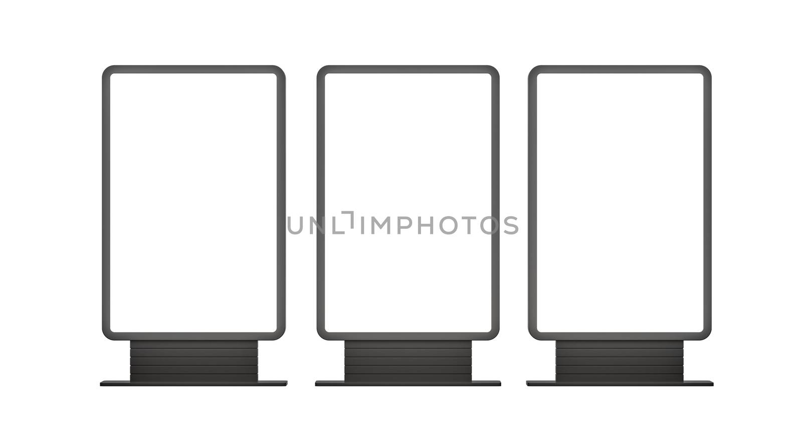 Vertical blank outdoor Lightboxes. Isolated on white. 3D illustration