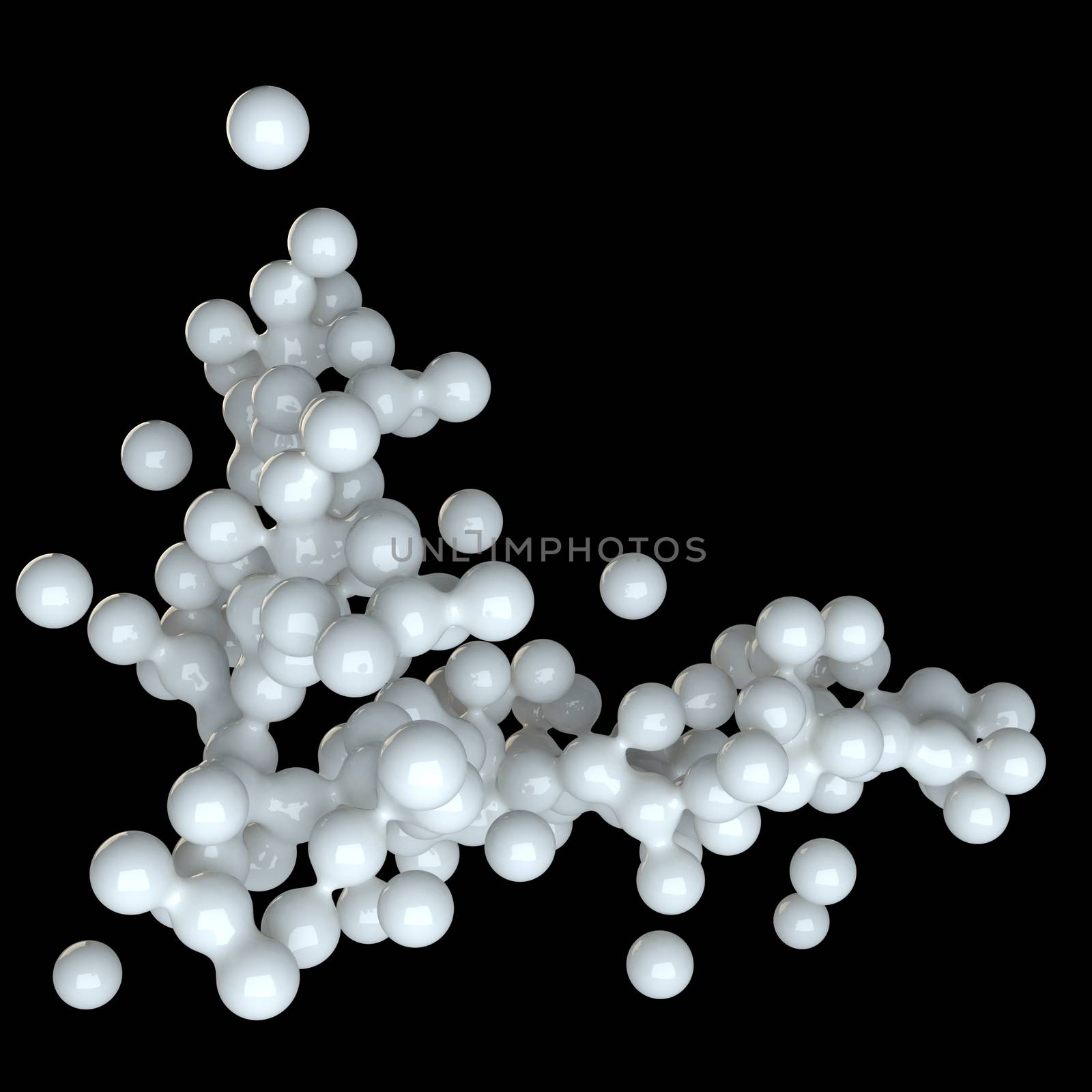 Abstract background with glossy balls. Black background. 3D illustration for your design
