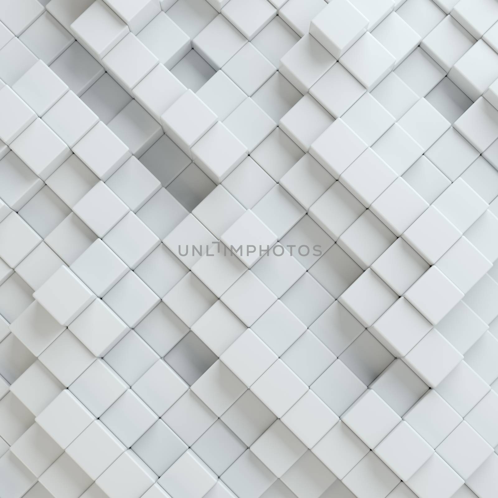 Abstract white blocks. Template background for your design. 3d illustration