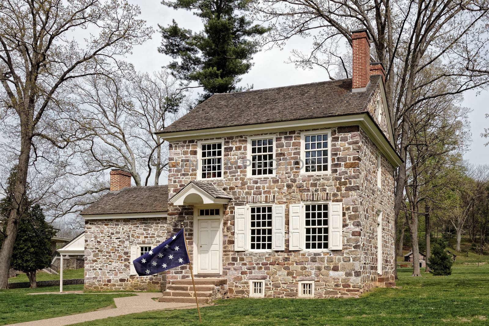 This house at the Valley Forge National Historical Park was George Washington's winter headquarters.Here the General coordinated the daily operations of the of the entire Continental Army.