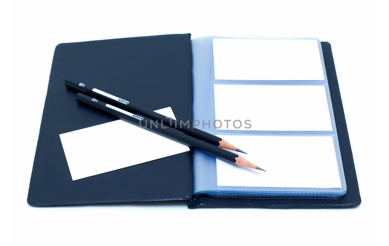 Notebook and pencils (Clipping path) isolated on white background