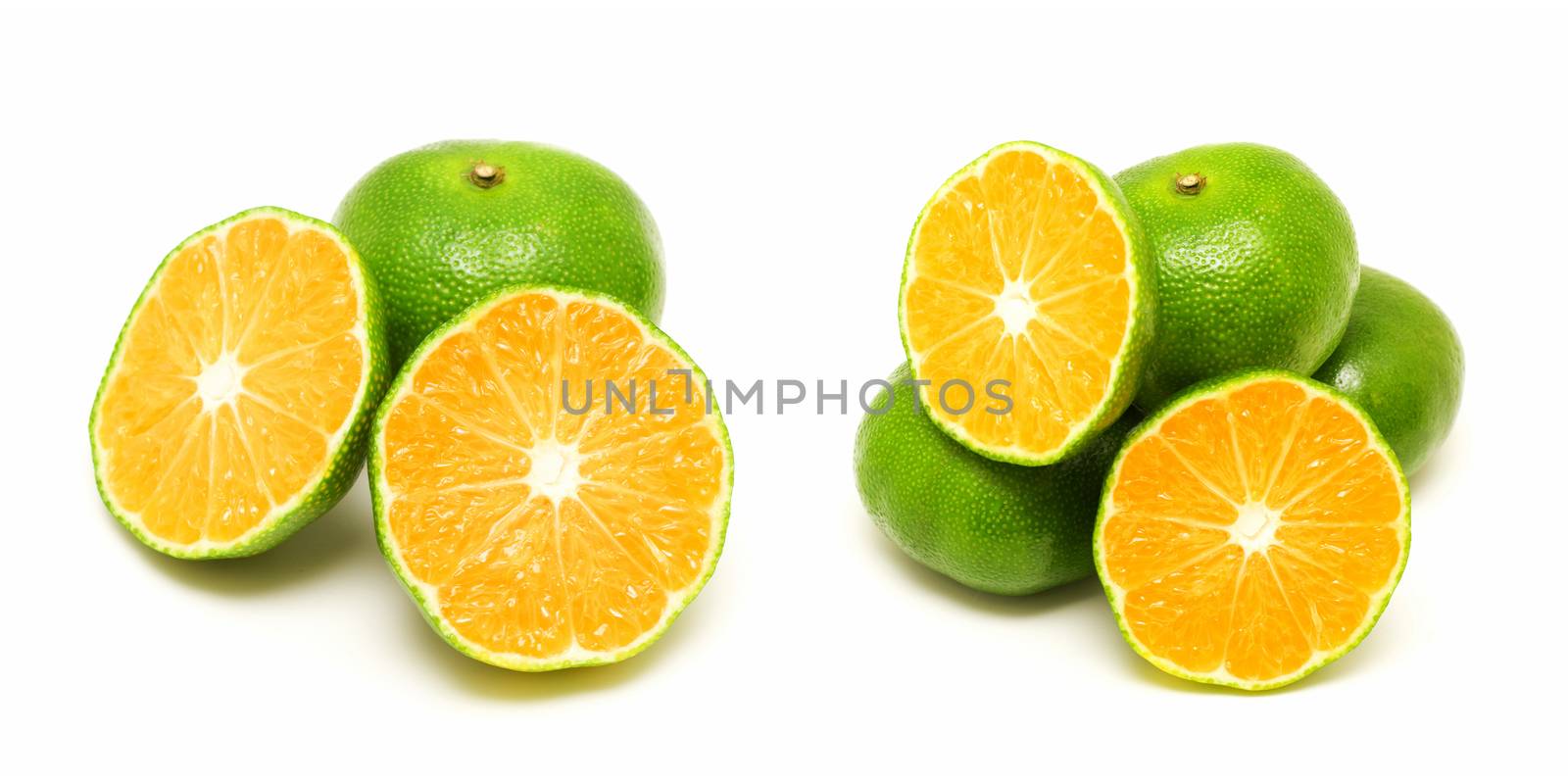Citrus fruits isolated on white background by myyaym
