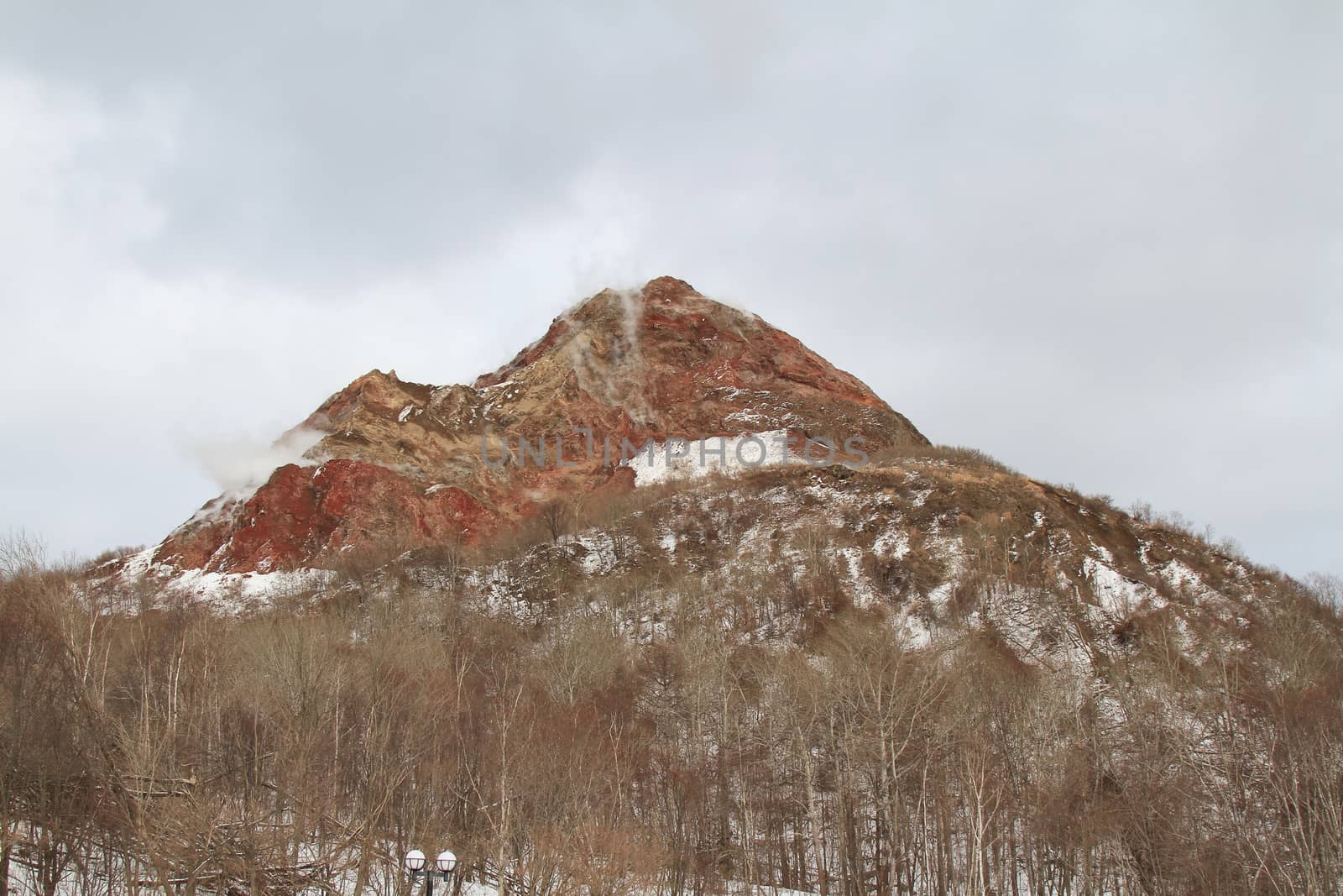 Snowy Mount Usu, Hokkaido in the winter