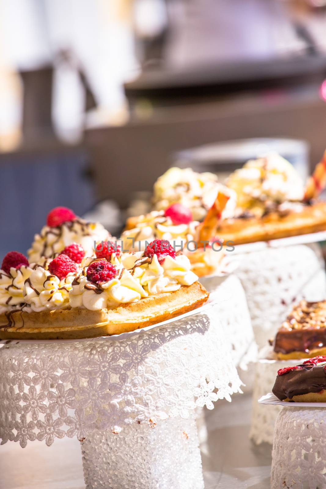 French pastries on display a confectionery shop in France