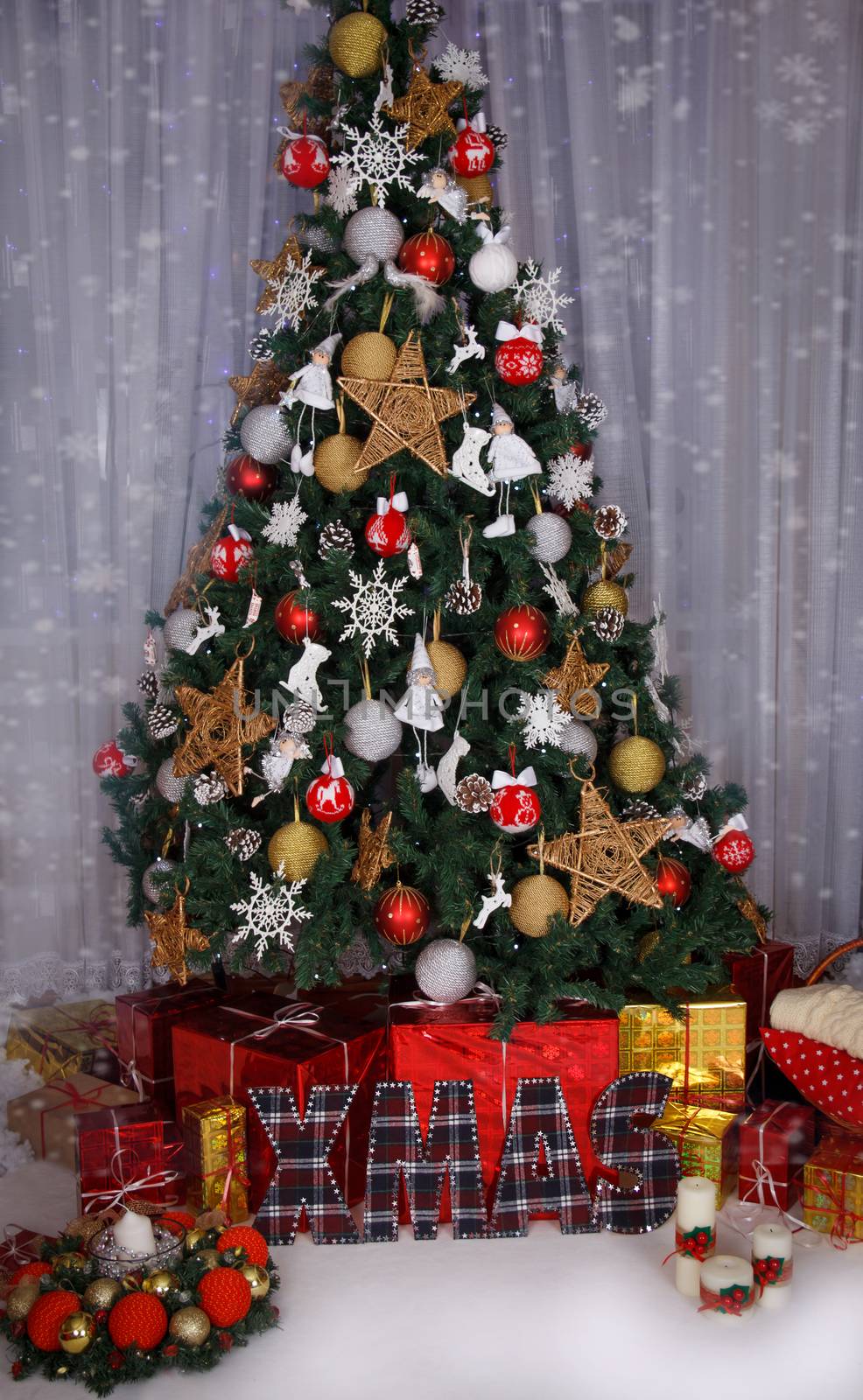 Christmas tree and handmade fabric letters XMAS decoration