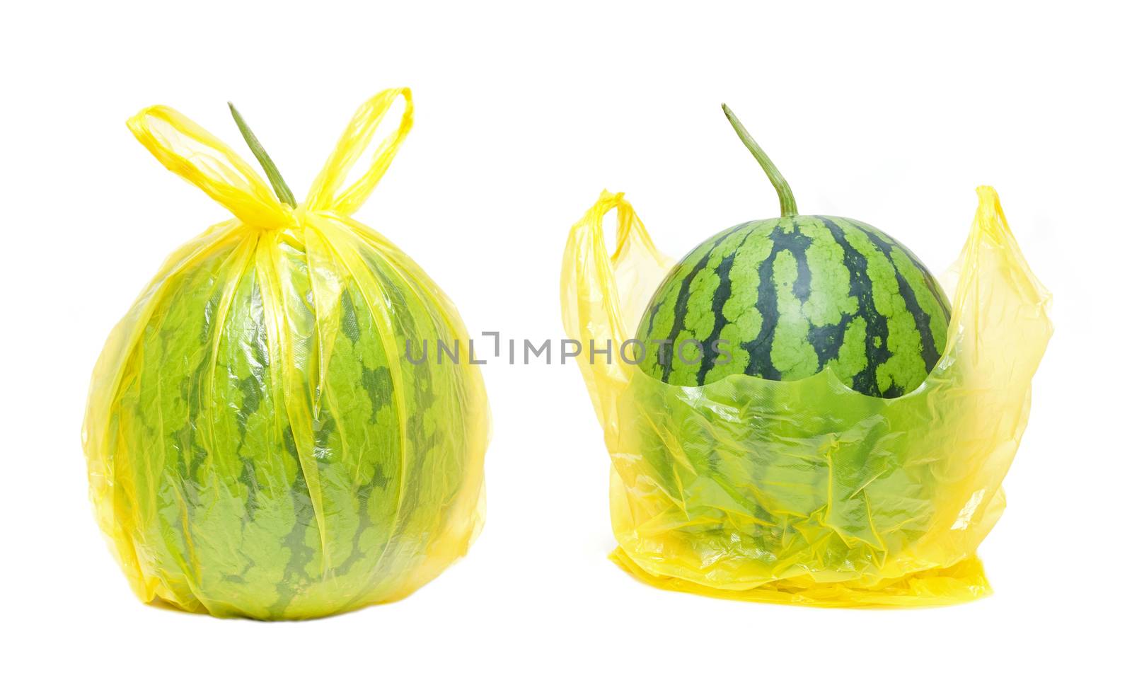 Packaged watermelon isolated on white background