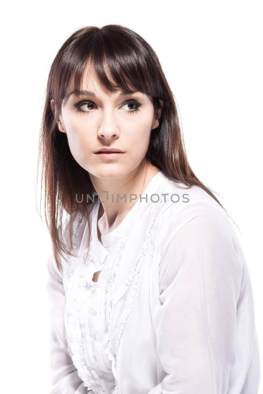 portrait of attractive caucasian girl with brown hair