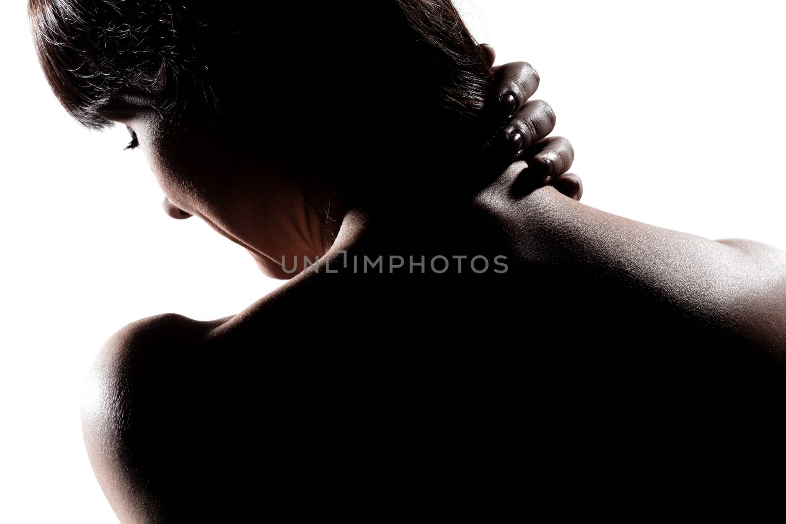 silhouette portrait of a beautiful caucasian girl