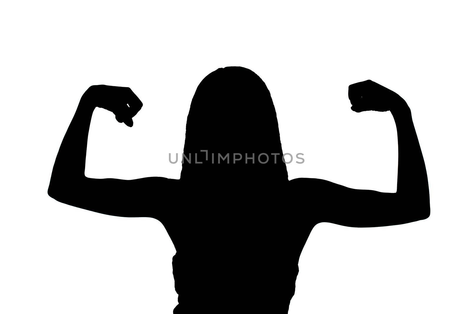 girl showing muscles silhouette by kokimk
