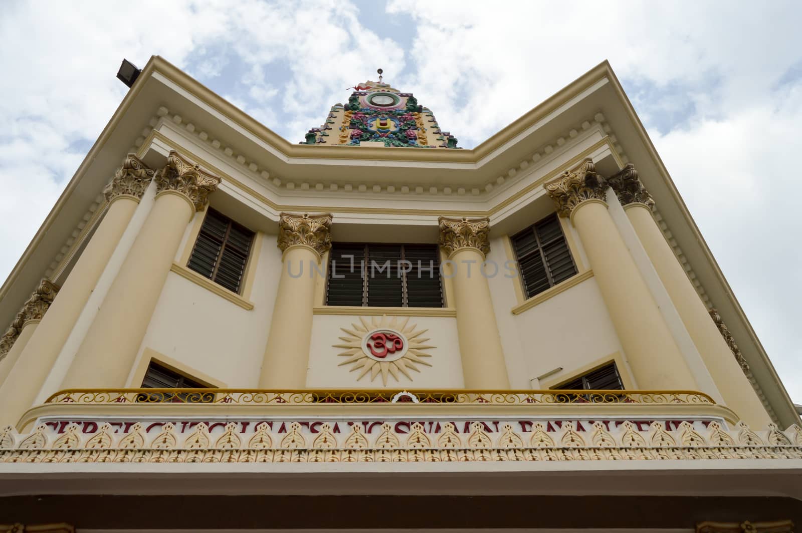 Front facade of an Indian temple in Mombasa, Kenya