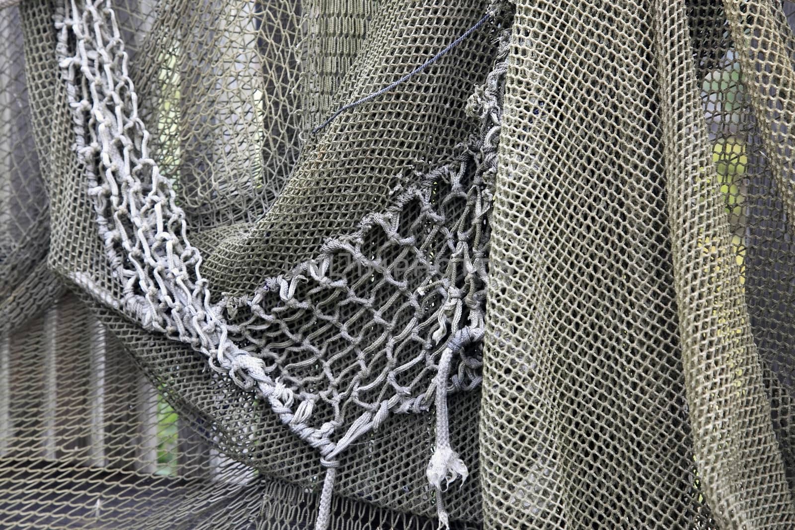 Fishing nets drying on the fence