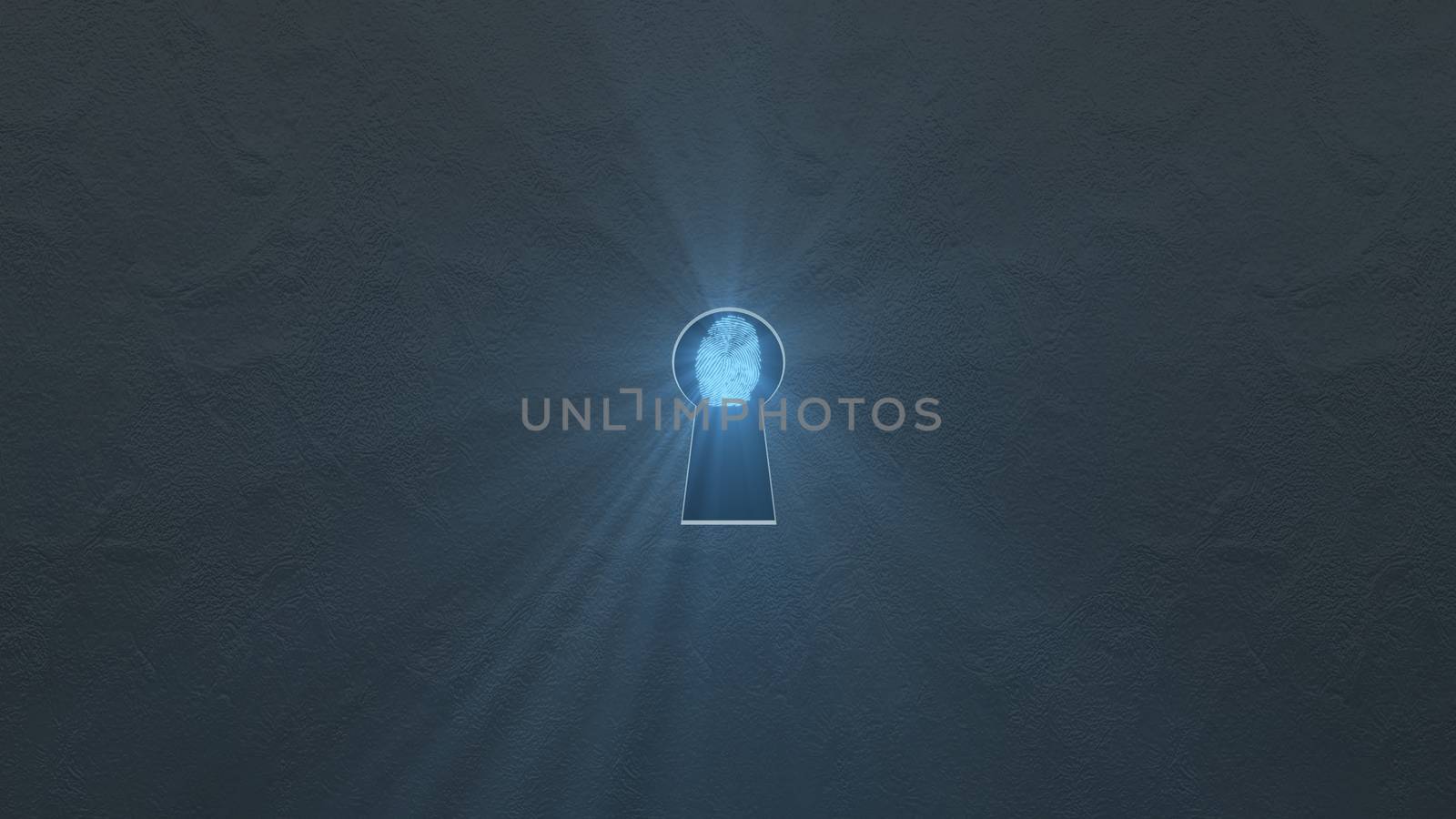 Security concept: fingerprint in the keyhole and technology element. Cybersecurity.