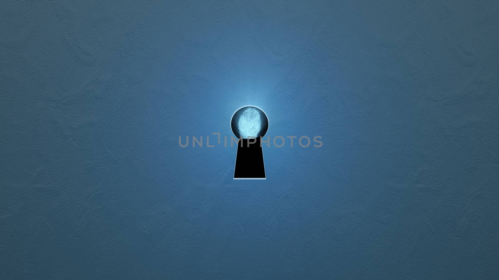 Security concept: fingerprint in the keyhole and technology element. Cybersecurity.