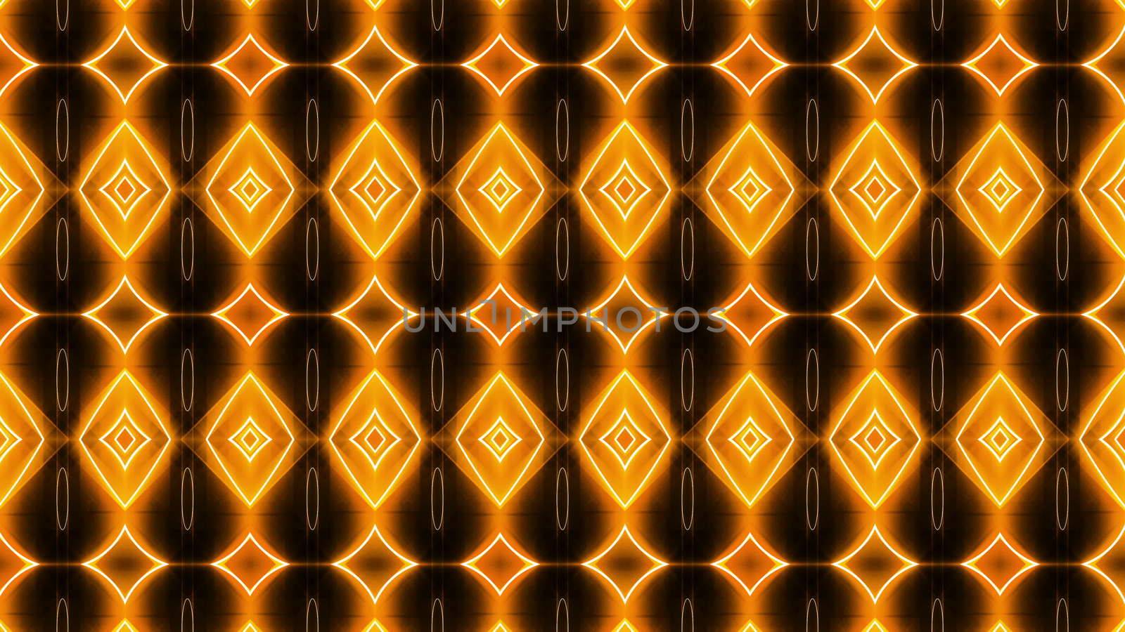 Fractal orange kaleidoscopic background. 3D rendered backdrop