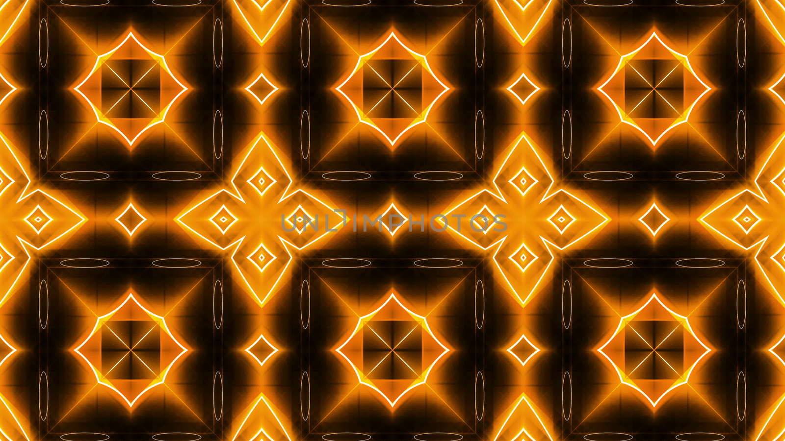 Fractal orange kaleidoscopic background. 3D rendered backdrop