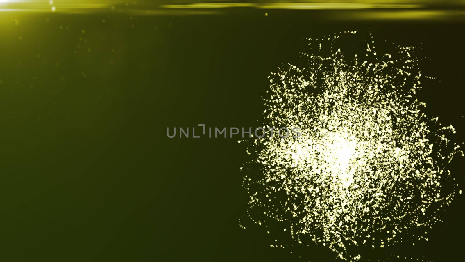 Abstract background with particles sphere and flares. 3D rendered