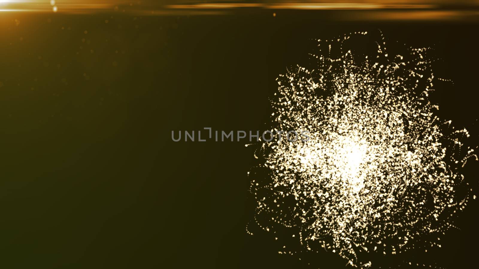 Abstract background with particles sphere and flares. 3D rendered