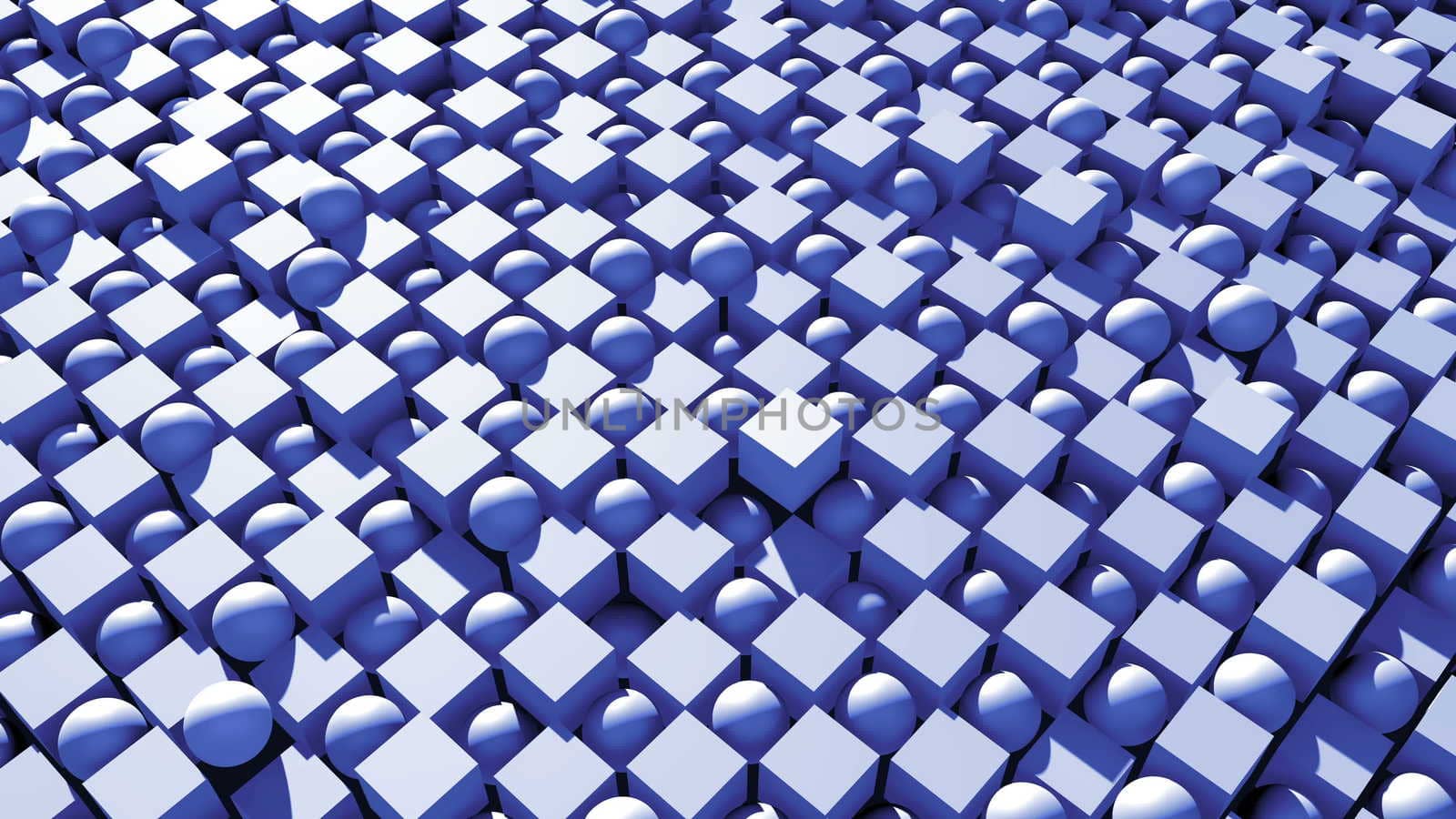 Surface sphere and cubes. 3D rendered technology backdrop