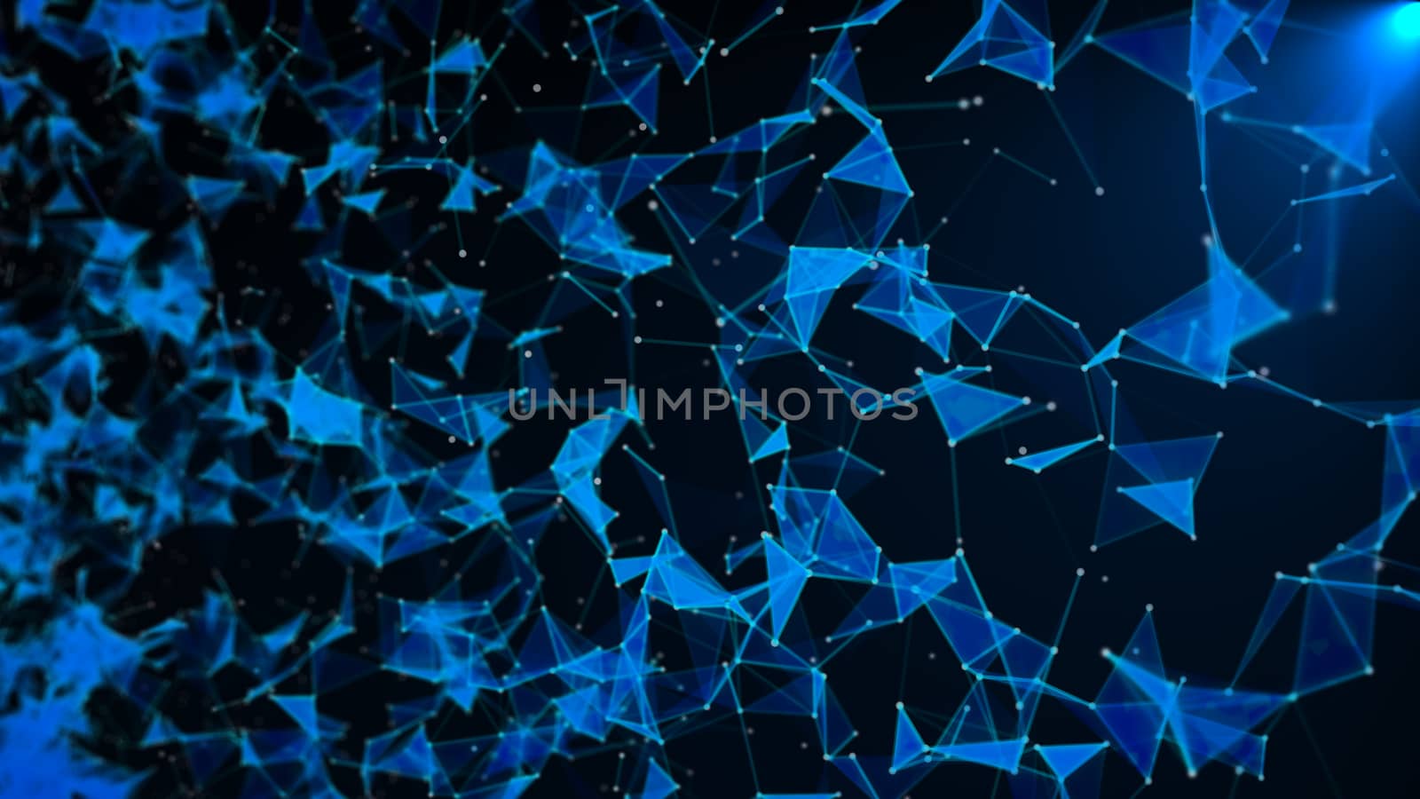 Abstract background with triangles and lines. Artificial light. 3d rendering