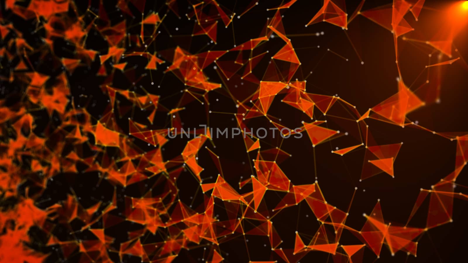 Abstract background with triangles and lines. Artificial light. 3d rendering