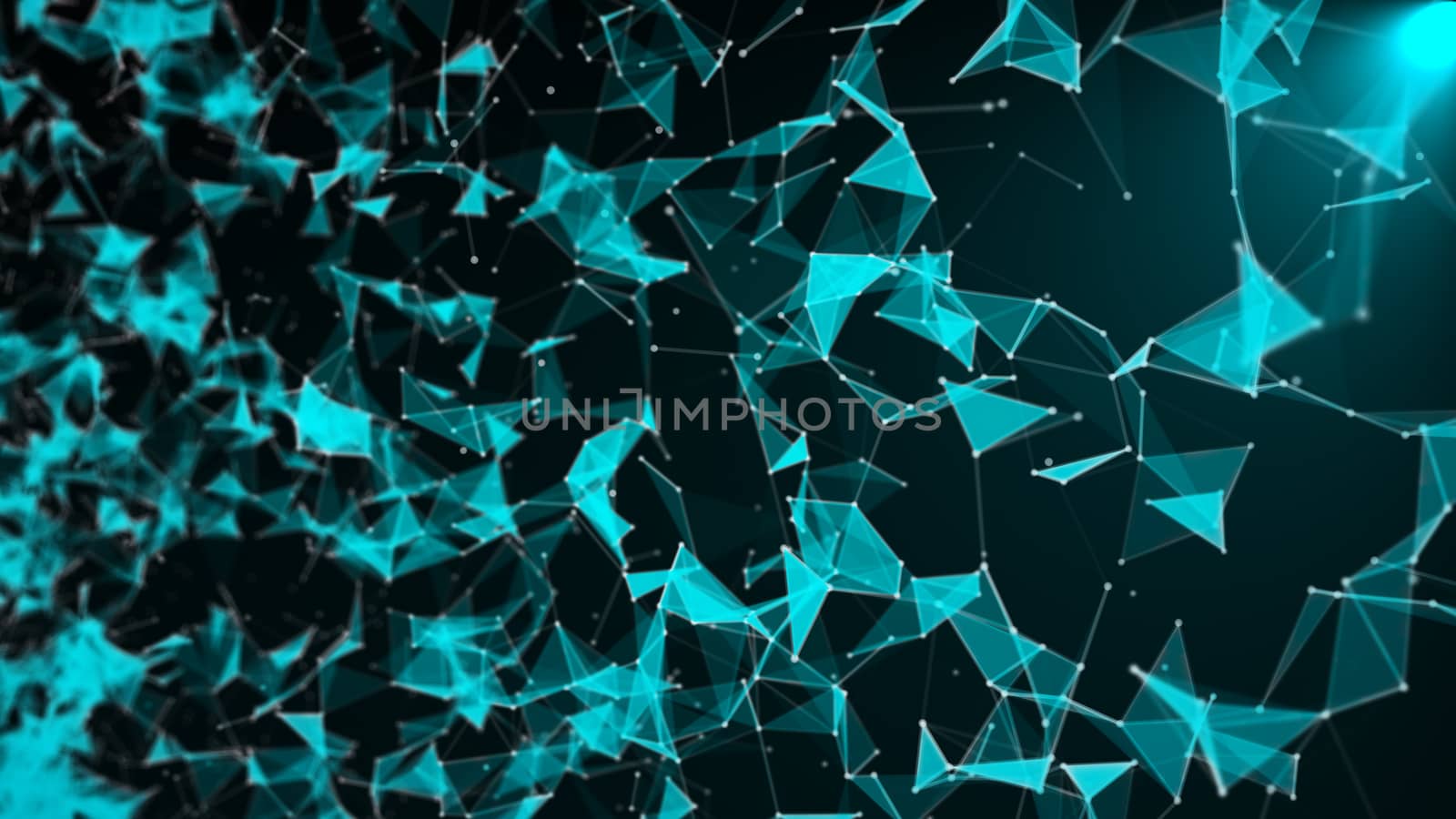 Abstract background with triangles and lines. Artificial light. 3d rendering