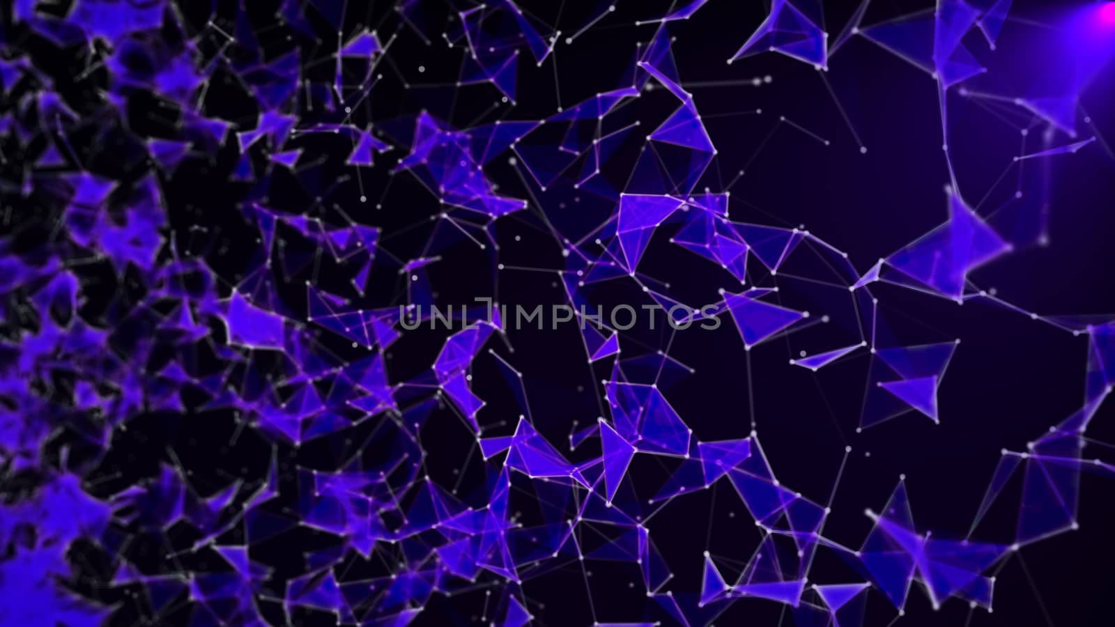 Abstract background with triangles and lines. Artificial light. 3d rendering