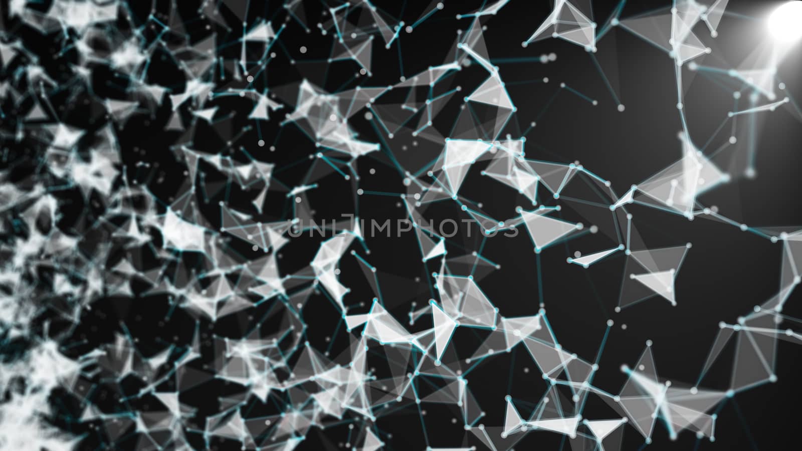 Abstract background with triangles and lines. Artificial light. 3d rendering
