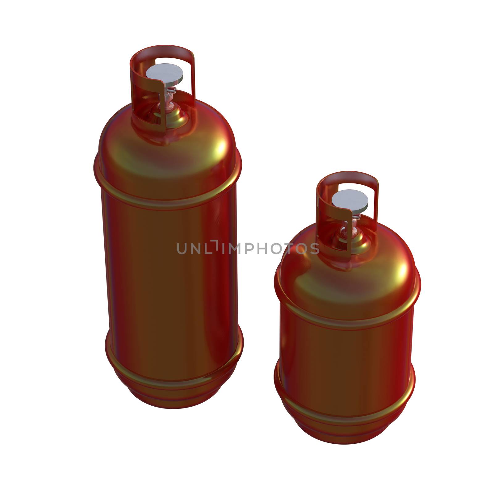 Propane gas cylinder isolated on a white background . 3d illustration by skrotov