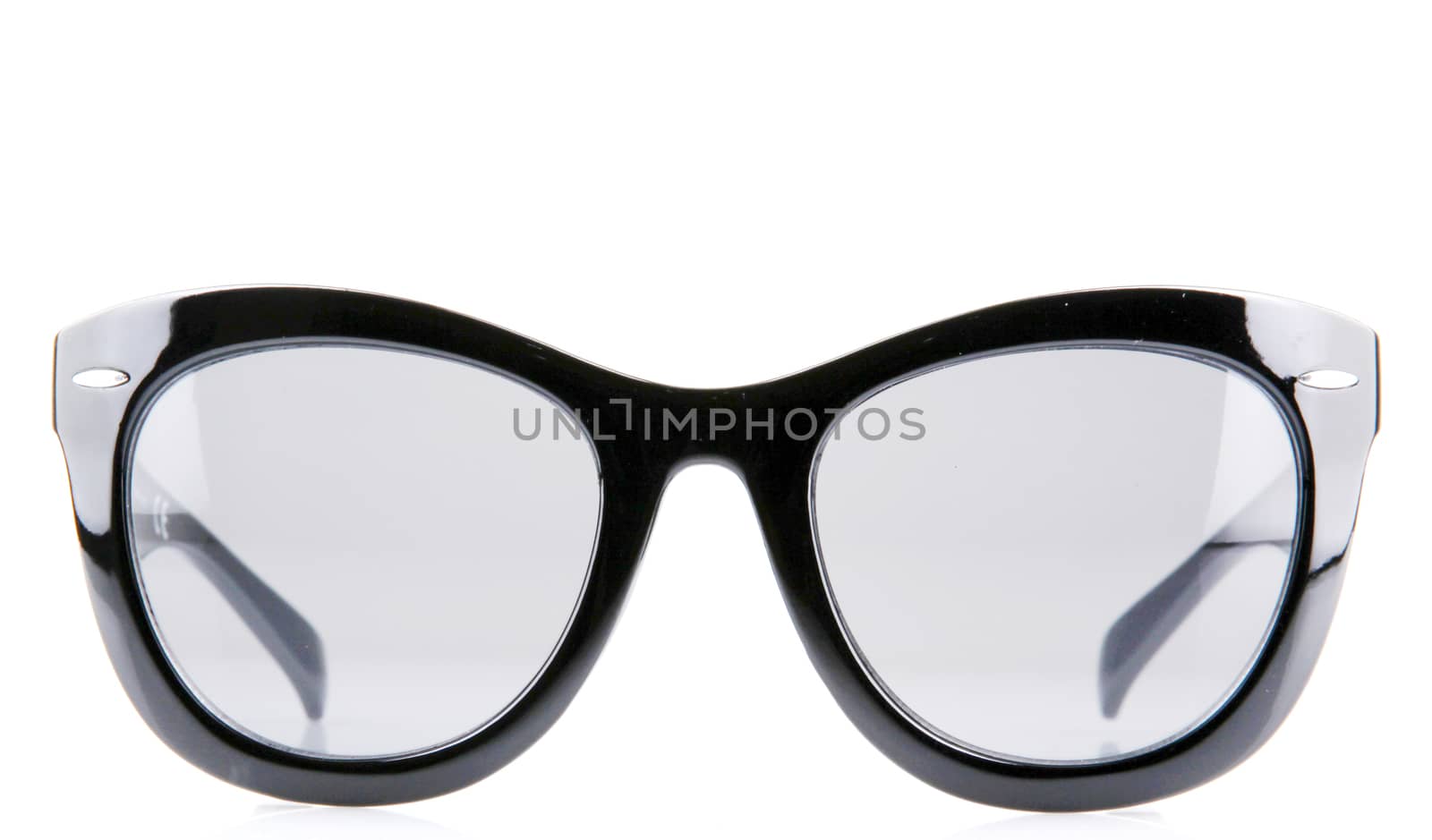 Eyeglasses with black rim.