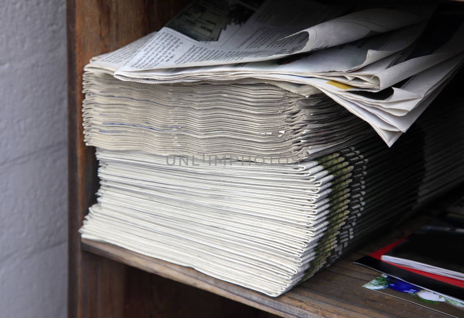 Big pile of newspapers close up