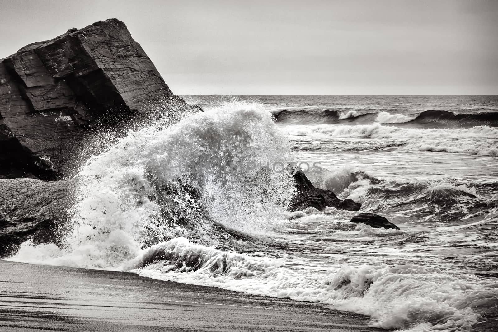 Crashing Wave, Black and White by backyard_photography