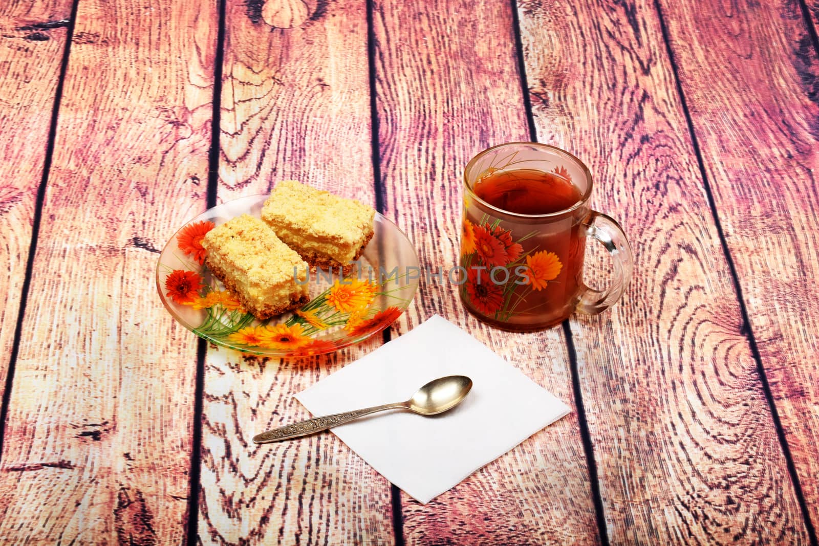 Still life on wood background, front view