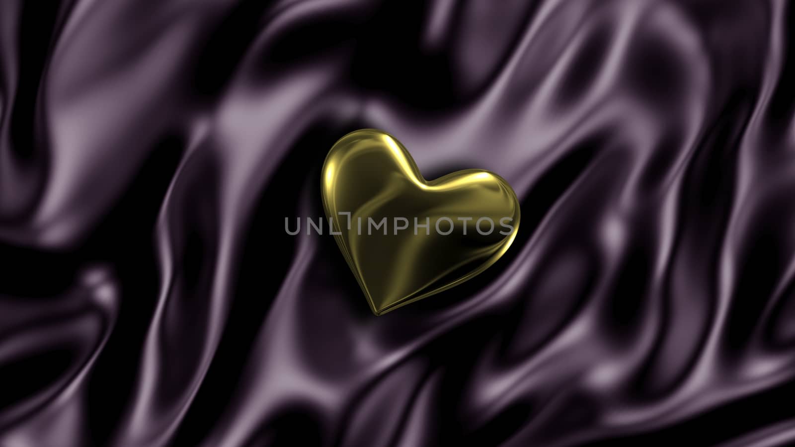 3D illustration Abstract Black background with Gold Heart