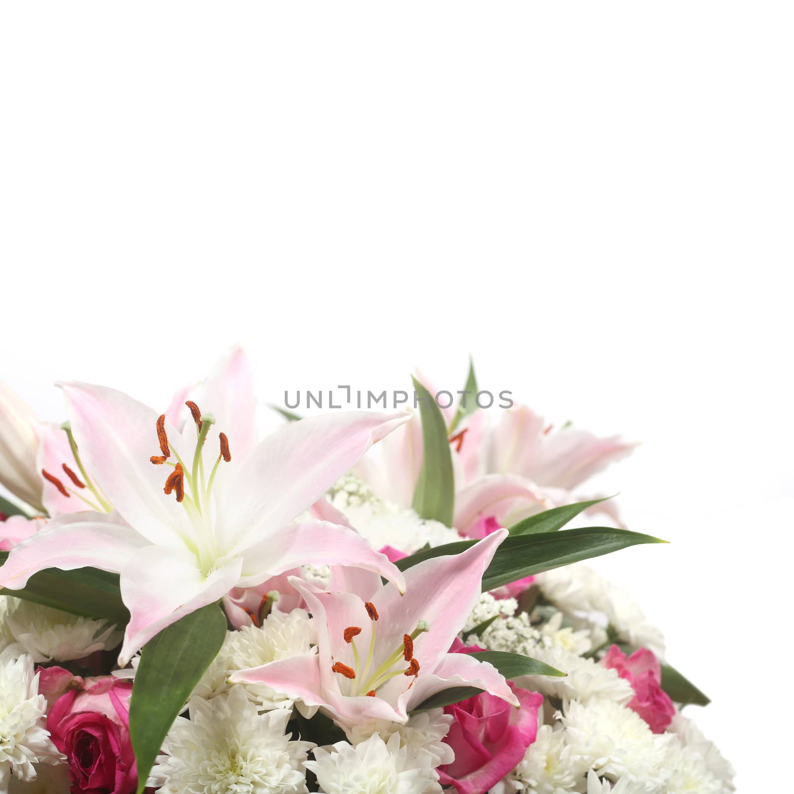Bouquet of flowers isolated on white background