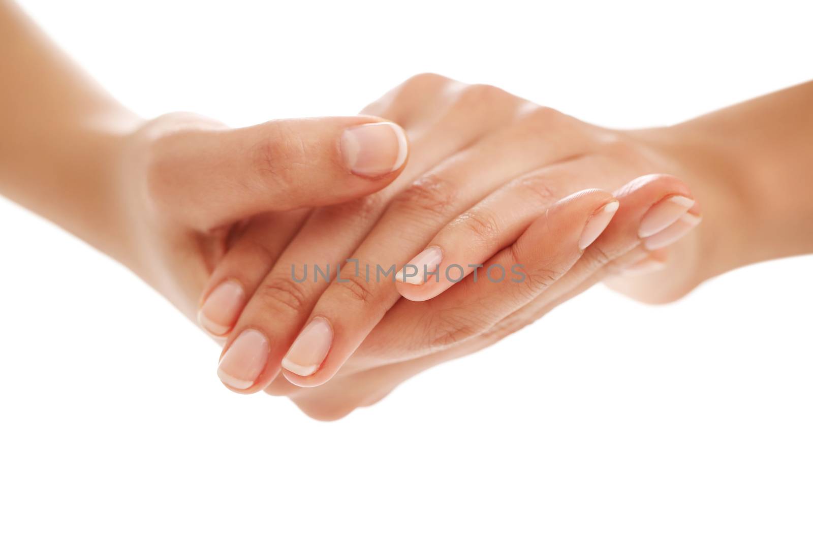 Skin care. Hands in close-up