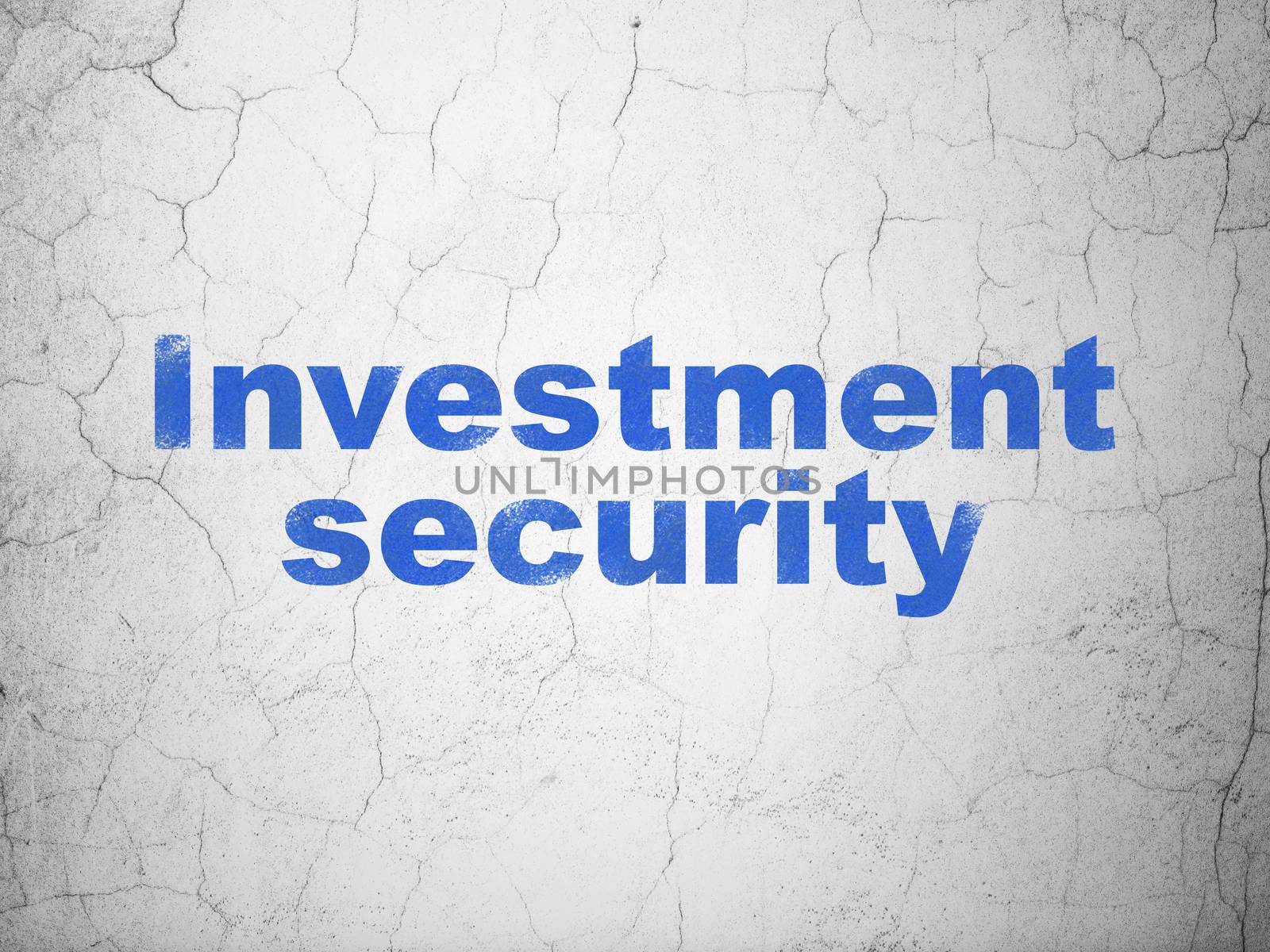 Security concept: Blue Investment Security on textured concrete wall background