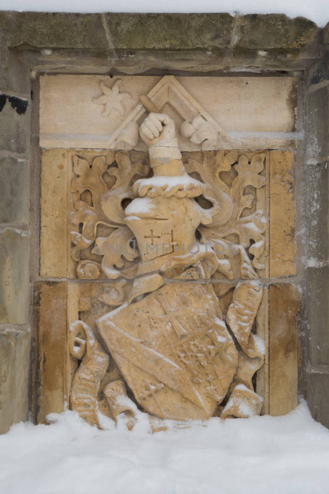 Coat of arms in the folly at the MacKenzie King estate, Gatineau Park