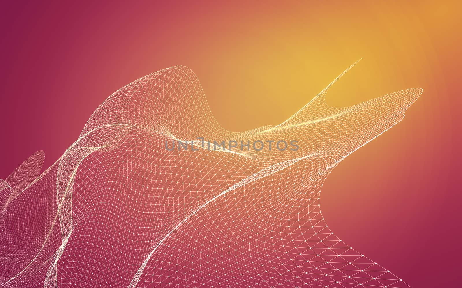 Abstract polygonal space low poly dark background with connecting dots and lines. Connection structure. 3d rendering